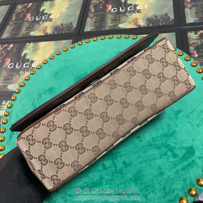 GUCCI 古馳男包 新款 449174 啡布 男女通用款 棕色帆布 Gucci單肩斜挎包